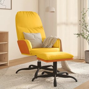 vidaXL Cadeira de descanso com banco tecido amarelo mostarda
