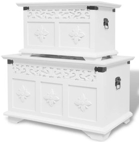 vidaXL Conjunto de arcas de arrumação 2 pcs branco