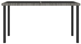 7 pcs conjunto de jantar para jardim vime PE cinzento