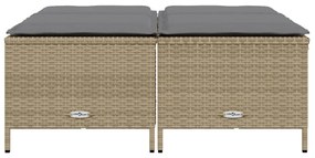 Bancos de jardim com almofadões 4 pcs vime PE bege