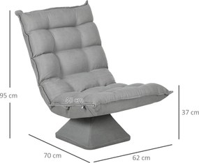 Poltrona de chão, design estofado, encosto inclinável e ajustável, giratória a 360°