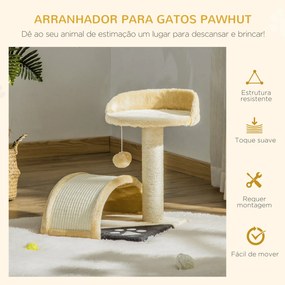 PawHut Árvore Arranhador para Gatos Pequena Altura 46 cm de 2 Níveis c