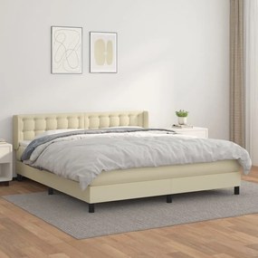 vidaXL Cama com molas/colchão 160x200 cm couro artificial cor creme