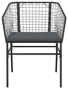 Conjunto de jantar jardim 5 peças almofadas vidro vime PE preto