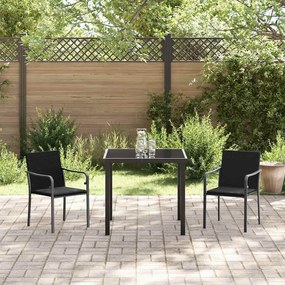 Conjunto de Jantar de Jardim - 3 Peças com Almofadas de Rattan Poliést
