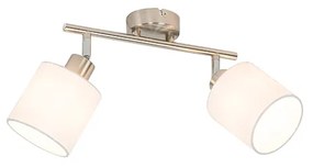Refletor de teto em aço com abajur branco 2 lâmpadas reguláveis - Hetta Moderno