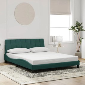 Estrutura de cama sem colchão 160x200 cm veludo verde-escuro
