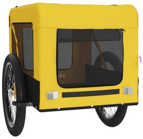 Reboque bicicleta p/ animais tecido oxford/ferro amarelo/preto