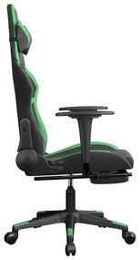 Cadeira gaming massagens c/ apoio pés couro artif. preto/verde