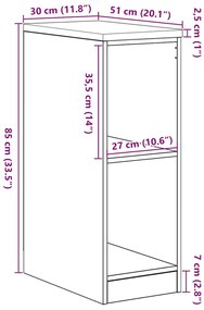 Armário de arrumação de garagem Branco 30x51x85 cm