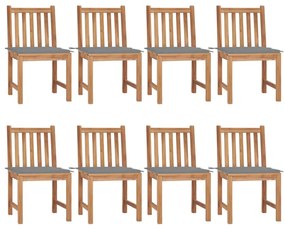 vidaXL Cadeiras de jardim 8 pcs c/ almofadões madeira de teca maciça