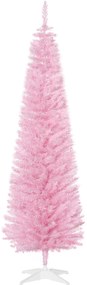 HOMCOM Árvore de Natal Artificial 180cm Ignífugo com 390 Ramos de PVC e Suporte de Metal Decoração de Natal para Interiores Rosa