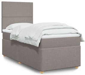 Cama com molas/colchão 90x200 cm tecido castanho-acinzentado