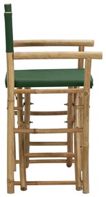 Cadeiras de realizador dobráveis 2 pcs bambu e tecido verde