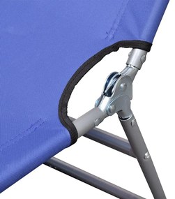 Espreguiçadeira dobrável aço revestido a pó azul