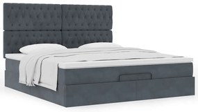 Estrutura cama otomana colchões 160x200 cm cinzento escuro