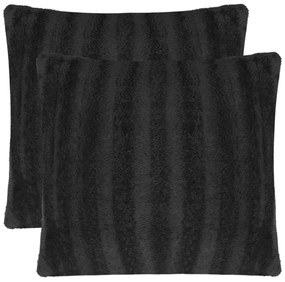 vidaXL Capa de almofada 2 pcs pelo sintético 50x50 cm preto