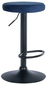 Banco de bar Ponte em veludo e com estrutura preta 38,5 x 60-81 x 38,5 cm Azul