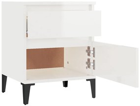 Mesa de cabeceira 40x35x50 cm branco brilhante