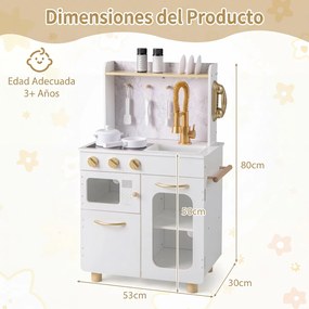 Cozinha de Brincar Infantil, 53 x 30 x 80 cm, Sistema Antitombo, Branco