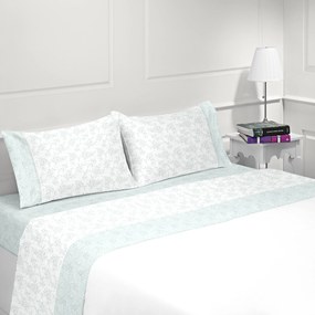 Cama 150/160 cm - Jogo de lençóis 100% algodão - Casa&Algodão: Cama 150cm - 1 lençol ajustable 150x200+30 cm + 1 lençol superior 240x300 cm + 2  fronhas 50x70 cm