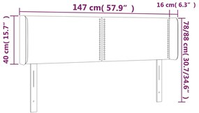 Cabeceira de cama c/ abas couro artificial 147x16x78/88cm cinza