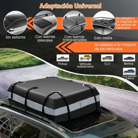 Mala de tejadilho para carro 424L à prova de água com fecho e tapete antiderrapante 112 x 86 x 43 cm Cinzento