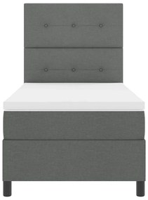 Cama Box com Colchão e Luz LED em Cinza Escuro, 90 x 190 cm, Tecido.