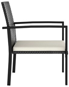 3 pcs conjunto de jantar para jardim vime PE preto