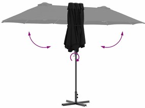 Guarda-sol de Jardim Preto 380 x 196 x 235 cm