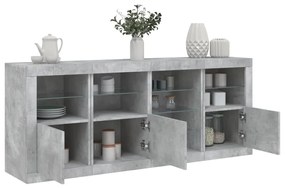 Aparador com luzes LED 164x37x67 cm cinzento cimento