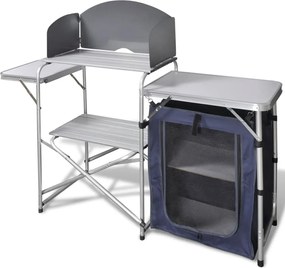 vidaXL Unidade cozinha p/ campismo dobrável c/ para-brisas de alumínio