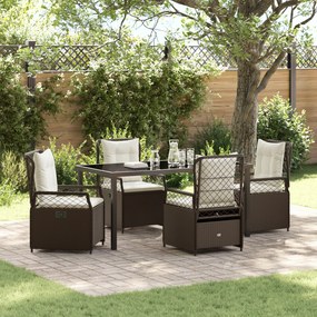vidaXL Conjunto de Jantar de Jardim de 5 Peças Marrom Rattan Polímero