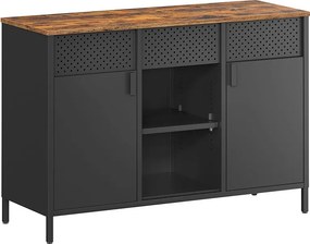 Armário de arrumação com porta dupla 40 x 110 x 76 cm castanho vintage-preto mate