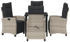 Conjunto de Jantar de Jardim de 5 Peças Cinza Claro Rattan Poli