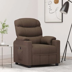 vidaXL Poltrona elevatória tecido castanho