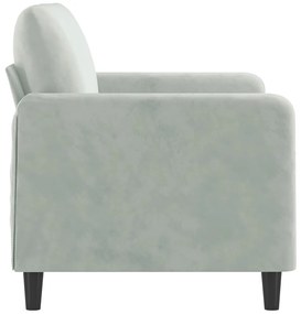 Sofá de 2 lugares 120 cm veludo cinzento-claro