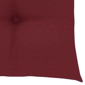 Cadeiras jardim c/ almofadões vermelho tinto 4 pcs teca maciça