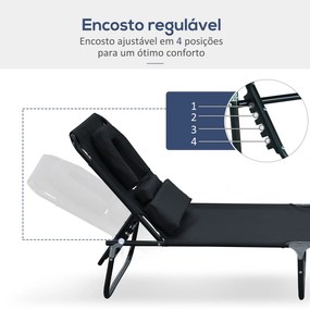 Espreguiçadeira Dobrável com Encosto Ajustável em 4 Posições Espreguiç