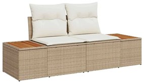 Conjunto de Sofá de Jardim de 6 Peças com Almofadas Beige em Rattan Si