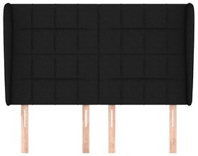 Cabeceira de cama c/ abas tecido 147x23x118/128 cm preto