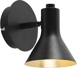 Foco moderno preto com dourado 1-luz - Magno
