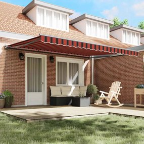 Toldo Retrátil Manual Laranja e Marrom 450x300 cm