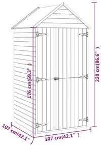 Abrigo p/ ferramentas c/ porta pinho impregnado 107x107x220 cm