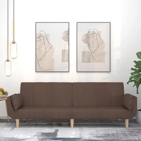 vidaXL Sofá-cama 2 lugares c/ duas almofadas tecido cinza-acastanhado