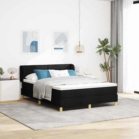 vidaXL Cama Box com colchão com cabeceira Preto 140 x 200 cm tecido