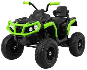 Moto 4 elétrica para crianças 12V ATV AIR, Rodas de AR, assento couro ecológico Verde/Preta