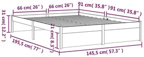 Estrutura de cama 140x190 cm madeira maciça branco