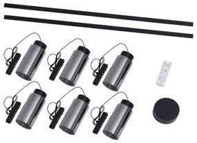 Sistema de iluminação de trilho moderno com 6 pendentes pretos monofásicos - Magnetic Vance