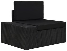 9 pcs conjunto lounge de jardim c/ almofadões vime PE preto